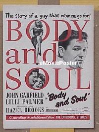 #136 BODY & SOUL ad '47 Garfield, Palmer 