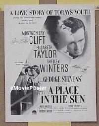 #163 PLACE IN THE SUN ad '51 Clift, Taylor 