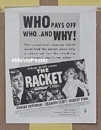 #164 RACKET ad '51 Mitchum, Scott, Ryan 