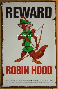 c004 ROBIN HOOD special 11x17 '73 Walt Disney cartoon, best REWARD poster design!