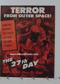 g010 27TH DAY vintage movie pressbook '57 Gene Barry, sci-fi!