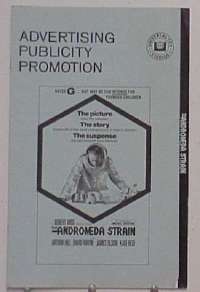 g031 ANDROMEDA STRAIN vintage movie pressbook '71 Michael Crichton, sci-fi!