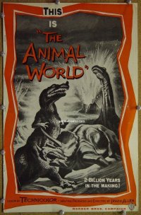 g035 ANIMAL WORLD vintage movie pressbook '56 great dinosaur image!