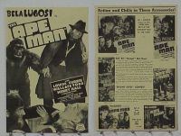 g038 APE MAN vintage movie pressbook R40s Bela Lugosi horror!