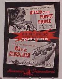 ATTACK OF THE PUPPET PEOPLE/WAR OF COLOSSAL BEAST pressbook