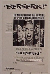 g081 BERSERK vintage movie pressbook '67 crazy Joan Crawford!