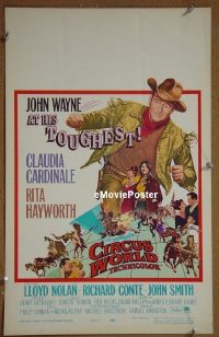 d031 CIRCUS WORLD window card movie poster '65 John Wayne, Claudia Cardinale