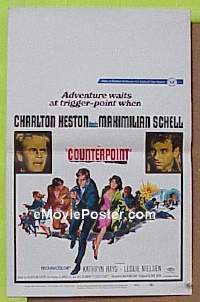 d040 COUNTERPOINT window card movie poster '68 Charlton Heston, Max Schell