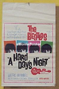 d064 HARD DAY'S NIGHT window card movie poster '64 The Beatles