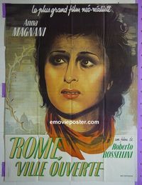 #4714 OPEN CITY French one-panel movie poster R70s Roberto Rossellini
