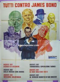 #4608 TUTTI CONTRO JAMES BOND Italian 2p 1975 art of Connery & villains by Averado Ciriello!