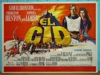 #5040 EL CID British quad movie poster '61 Heston, Loren