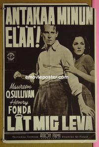 #6080 LET US LIVE Finnish movie poster '39 Henry Fonda