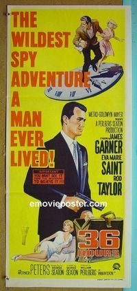 #7091 36 HOURS Australian daybill movie poster '65 Garner, Taylor