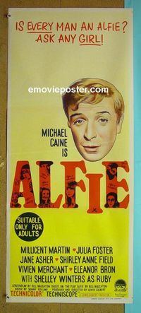 #7114 ALFIE Australian daybill movie poster '66 Caine, Martin