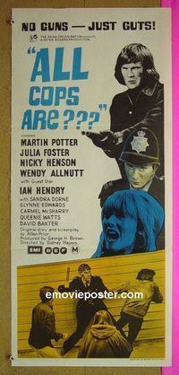 #7121 ALL COPS ARE Australian daybill movie poster '72 UK Police!