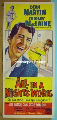 #7122 ALL IN A NIGHT'S WORK Australian daybill movie poster '61