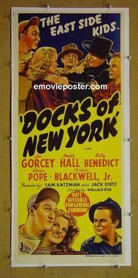 #7021 DOCKS OF NEW YORK linenbacked Australian daybill movie poster '45