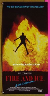 #7049 FIRE & ICE Australian daybill movie poster '87 skiing!