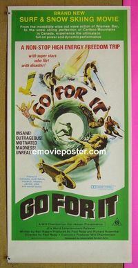 #7052 GO FOR IT Australian daybill movie poster '76 surfing!