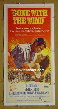 #7027 GONE WITH THE WIND linenbacked Australian daybill movie poster R69