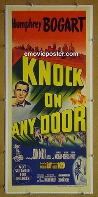 #7030 KNOCK ON ANY DOOR linenbacked Australian daybill movie poster '49