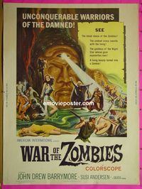 B018 WAR OF THE ZOMBIES 30x40 movie poster '65 AIP Barrymore