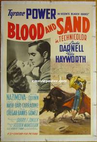 B244a BLOOD & SAND linen one-sheet movie poster '41 Power, Hayworth