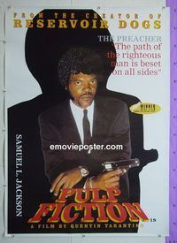 B080a PULP FICTION 40x55 English commercial poster '94 Quentin Tarantino, image of Samuel Jackson!
