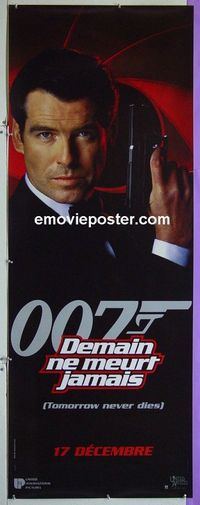 B057 TOMORROW NEVER DIES teaser French door panel movie poster '97 James Bond
