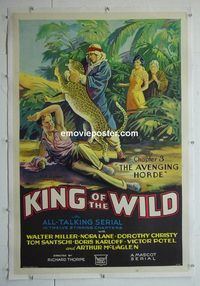 B283 KING OF THE WILD linen Chap 3 one-sheet movie poster '31 serial, Miller