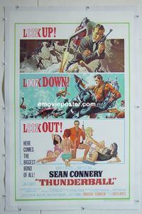B319 THUNDERBALL linen one-sheet movie poster '65 Connery as James Bond