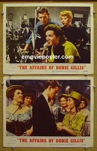 F849 AFFAIRS OF DOBIE GILLIS 2 lobby cards '53 Debbie Reynolds