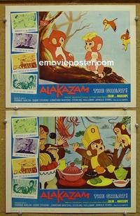F850 ALAKAZAM THE GREAT 2 lobby cards '61 Japanese anime!