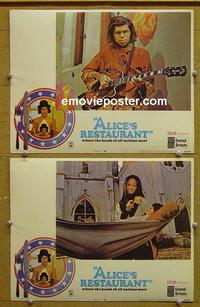F851 ALICE'S RESTAURANT 2 lobby cards '69 Arlo Guthrie
