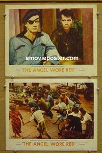 F855 ANGEL WORE RED 2 lobby cards '60 Dirk Bogarde