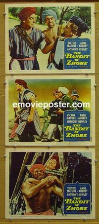 F762 BANDIT OF ZHOBE 3 lobby cards '59 Victor Mature