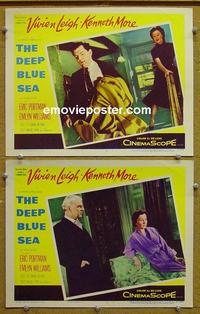 F909 DEEP BLUE SEA 2 lobby cards '55 Vivien Leigh, K. More