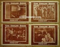 F736 DODGE CITY 4 lobby cards R51 Errol Flynn classic!