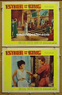 F917 ESTHER & THE KING 2 lobby cards '60 Joan Collins, R. Egan