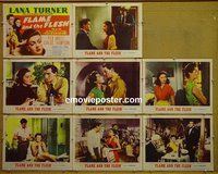 F198 FLAME & THE FLESH 8 lobby cards '54 Lana Turner