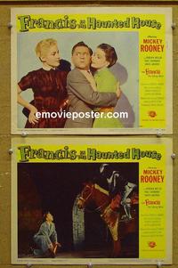 F932 FRANCIS IN THE HAUNTED HOUSE 2 lobby cards '56 Rooney