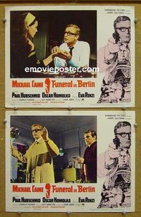 F933 FUNERAL IN BERLIN 2 lobby cards '67 Michael Caine