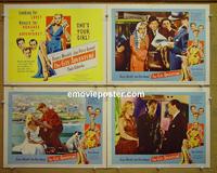F738 GAY ADVENTURE 4 lobby cards '53 Meredith, Aumont
