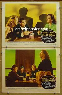 F949 GUILT OF JANET AMES 2 lobby cards '47 Rosalind Russell