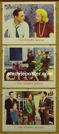 F779 HAPPY ROAD 3 lobby cards '57 Gene Kelly, Laage