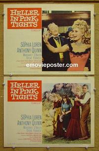 F958 HELLER IN PINK TIGHTS 2 lobby cards '60 Sophia Loren