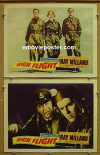 F961 HIGH FLIGHT 2 lobby cards '57 Ray Milland, Anthony Newley