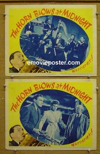 F963 HORN BLOWS AT MIDNIGHT 2 lobby cards '45 Jack Benny