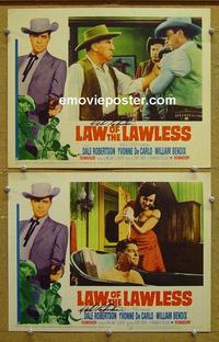 F824 LAW OF THE LAWLESS 2 signed lobby cards '64 Dale Robertson